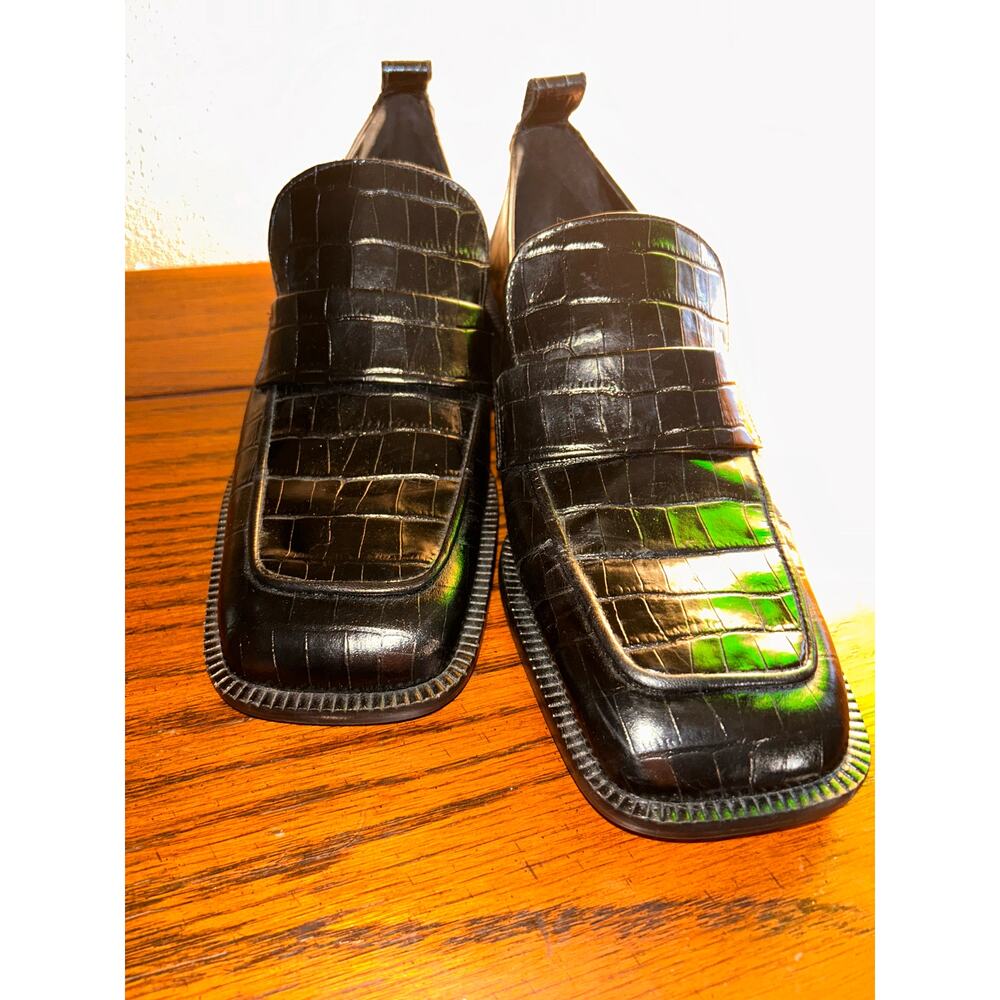 Zara Black Croc-Embossed Penny Loafers – Size 39 / 9 – Chic, Sassy & Polished! - Picture 6 of 11